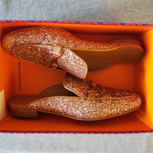 Tory Burch Amelia Glitter Backless Loafer Rose Gold Women's Size 8 - Stunning! - Picture 16 of 16